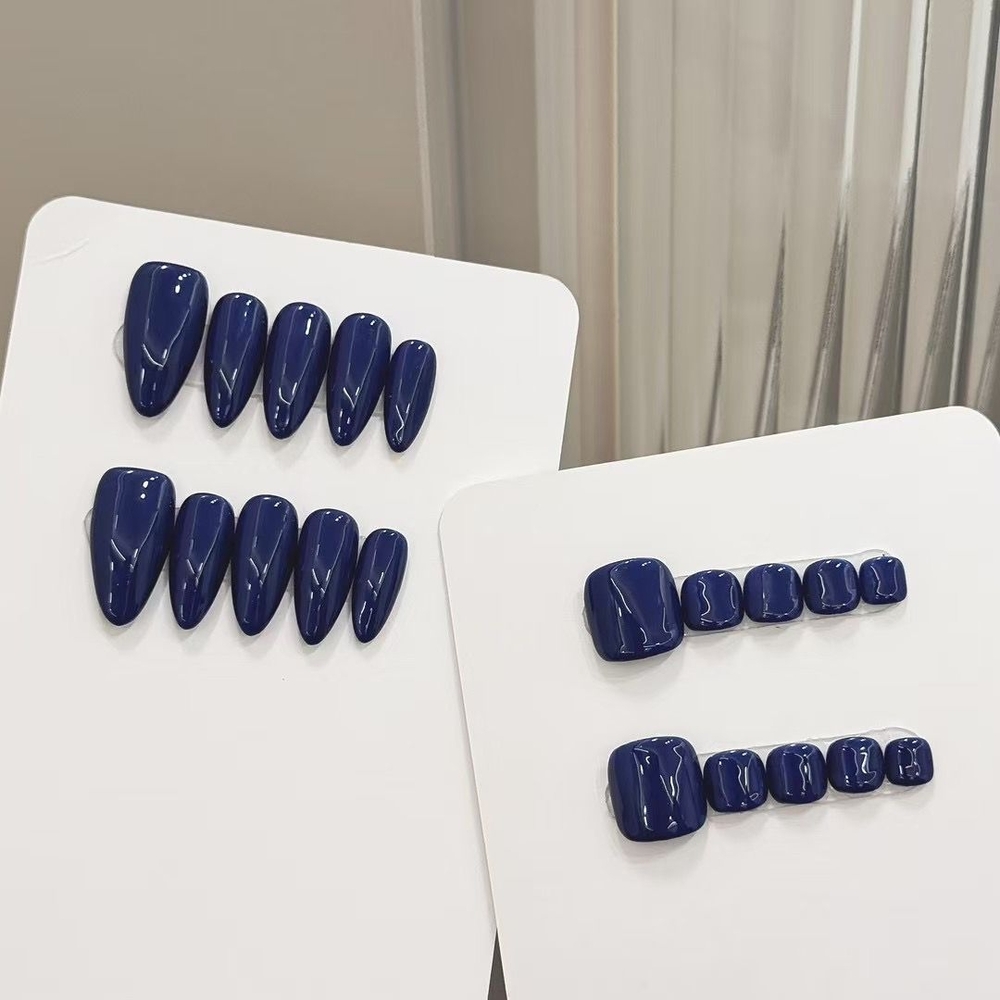 Navy Blue Press-On Nails Set